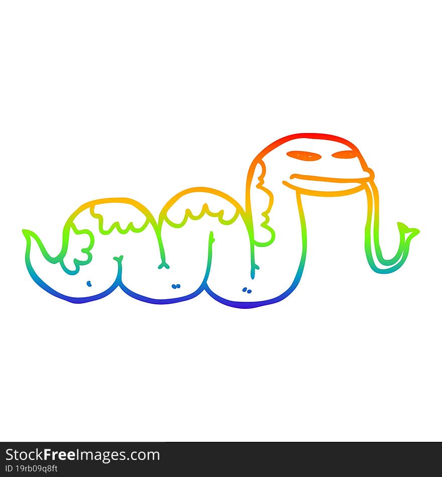 rainbow gradient line drawing cartoon slithering snake