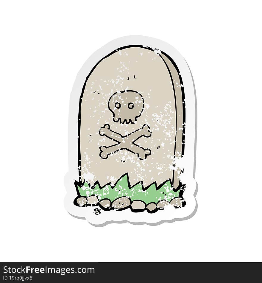 retro distressed sticker of a cartoon grave