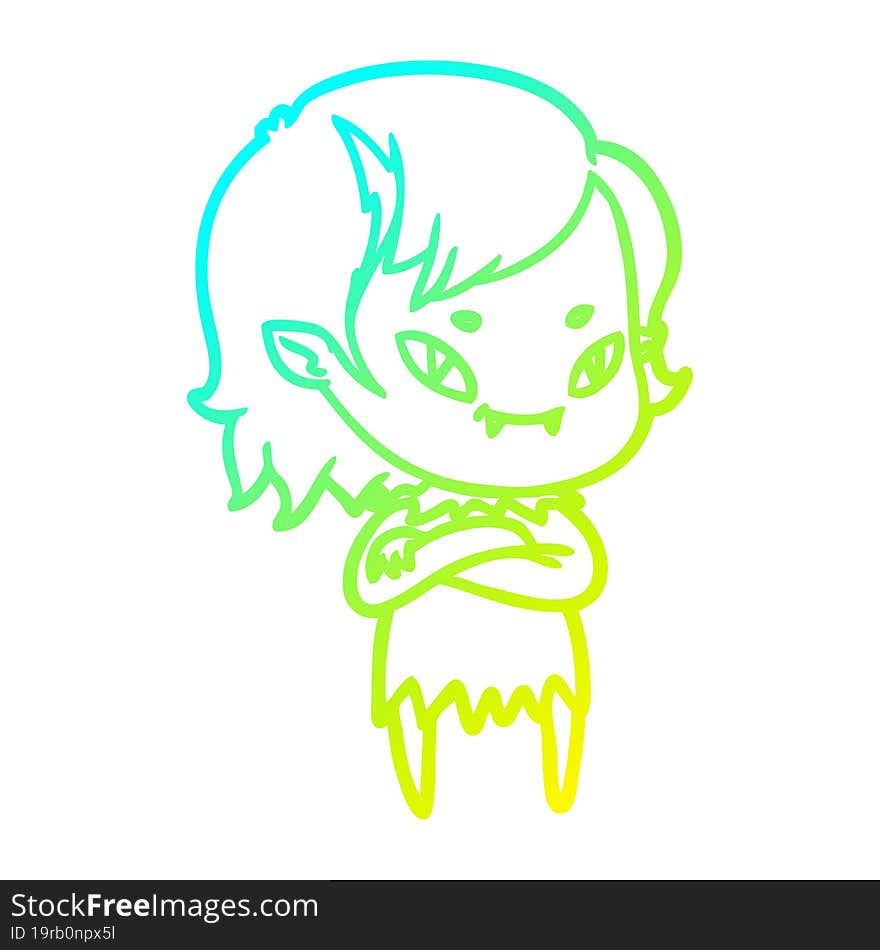 cold gradient line drawing cartoon friendly vampire girl