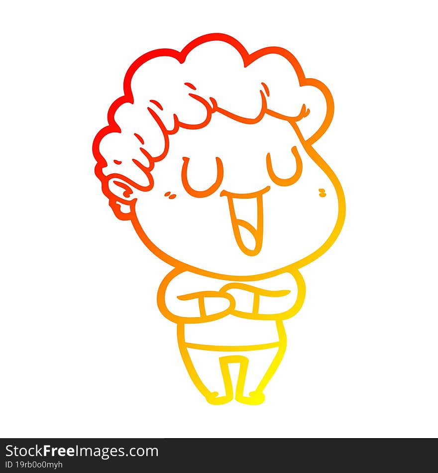 warm gradient line drawing of a laughing cartoon man