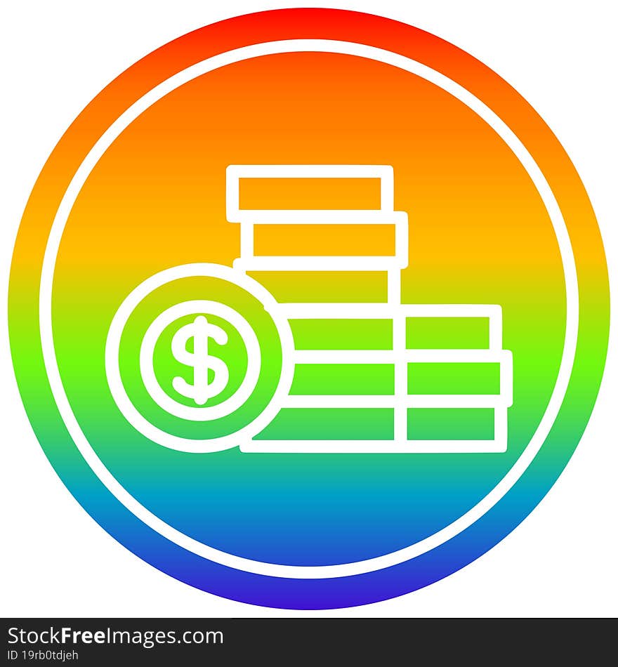 Stacked Money Circular In Rainbow Spectrum