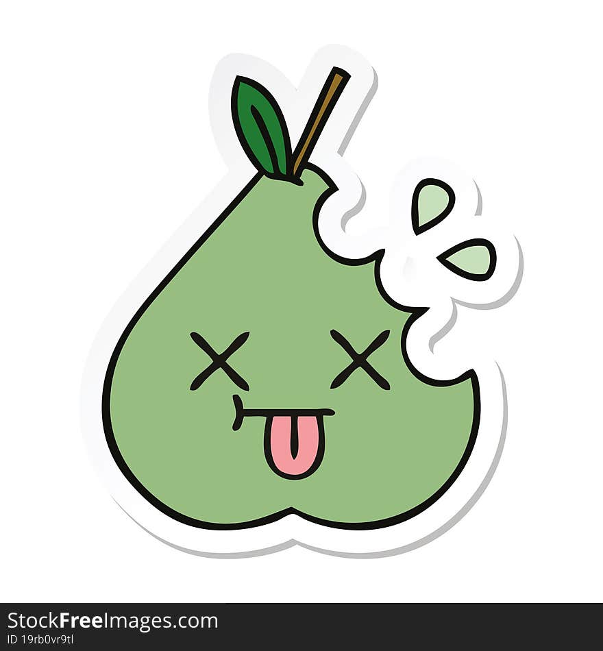 sticker of a cute cartoon green pear