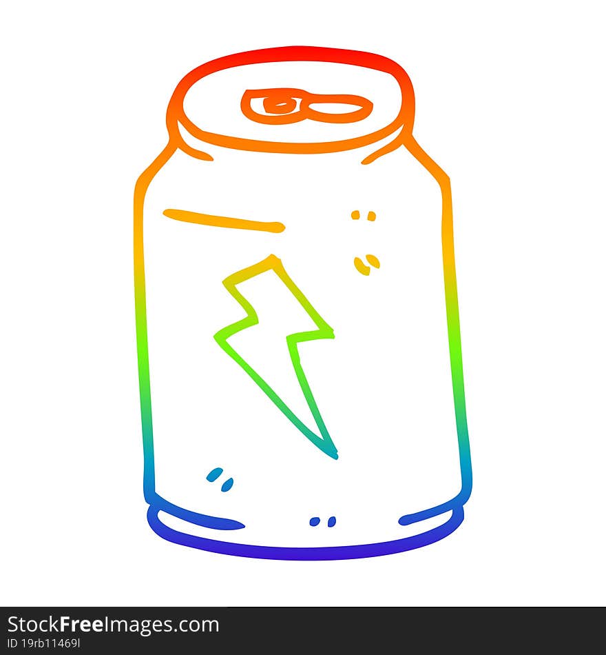 rainbow gradient line drawing cartoon energy drink