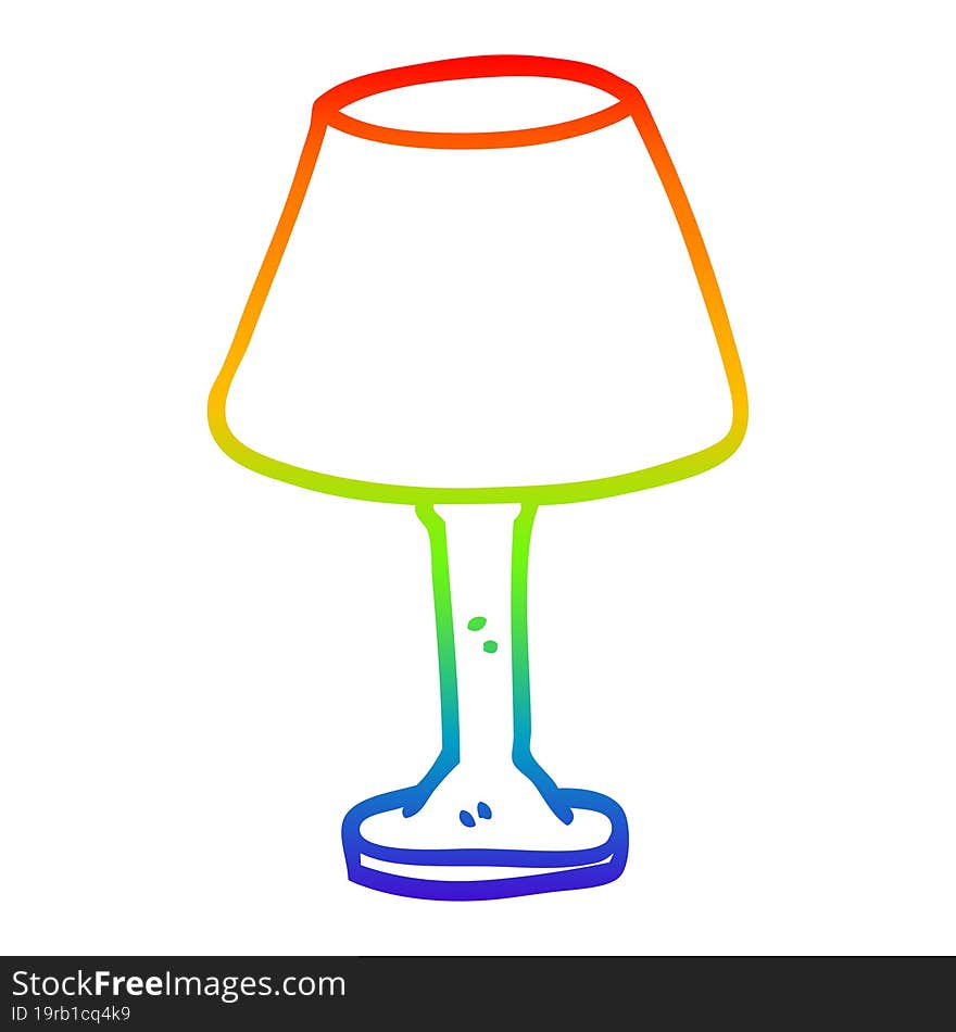 rainbow gradient line drawing of a cartoon decorative lamp