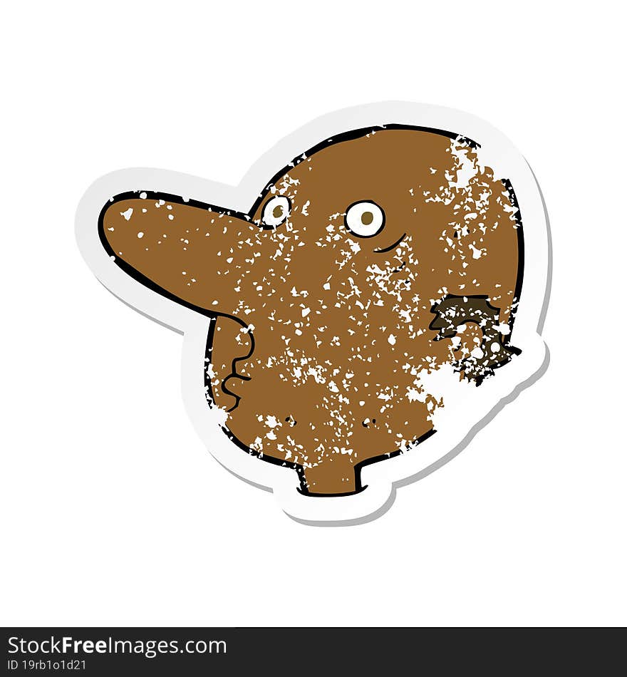 retro distressed sticker of a cartoon balding man