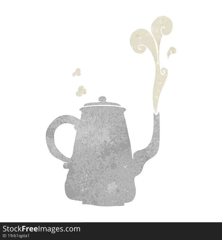 freehand retro cartoon steaming  coffee pot. freehand retro cartoon steaming  coffee pot