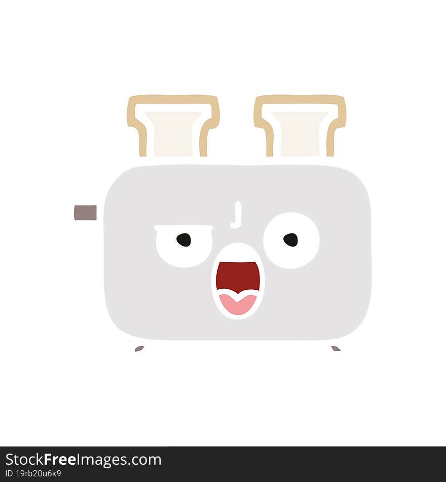 flat color retro cartoon of a toaster