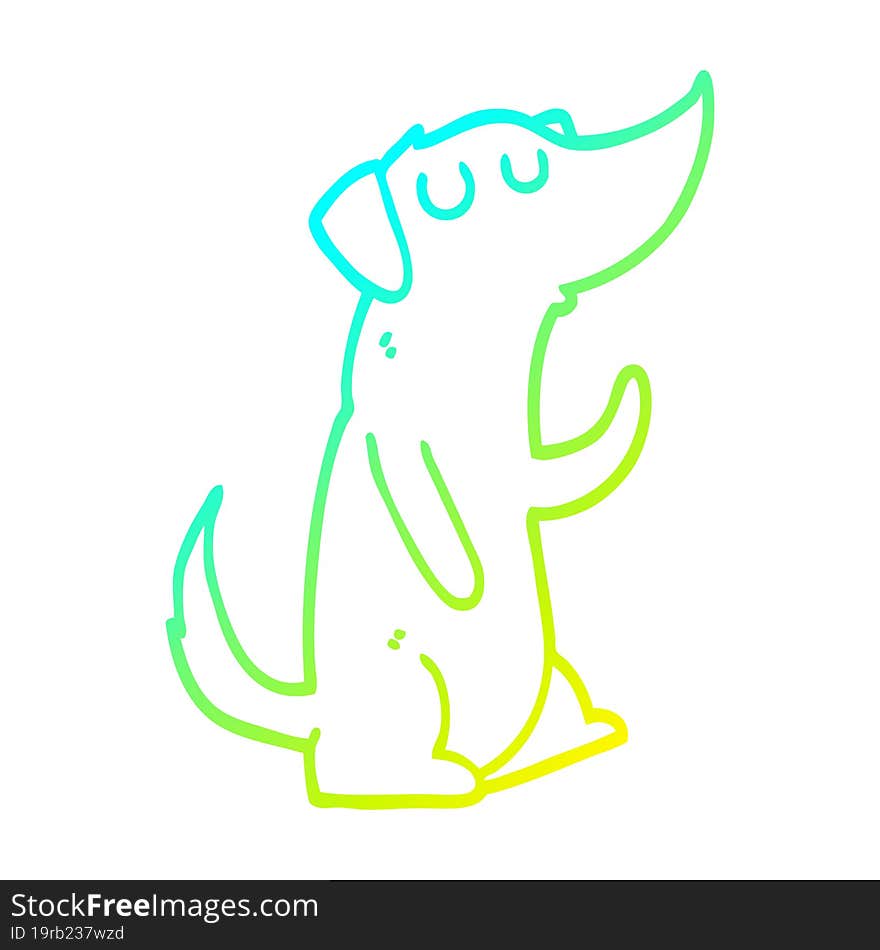 Cold Gradient Line Drawing Cartoon Dog