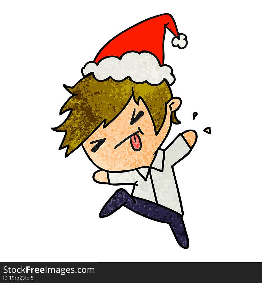 Christmas Textured Cartoon Of Kawaii Boy