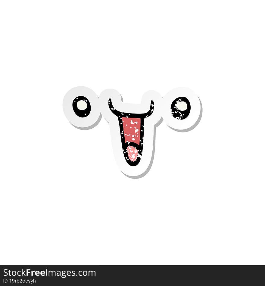 distressed sticker of a cute happy cartoon face