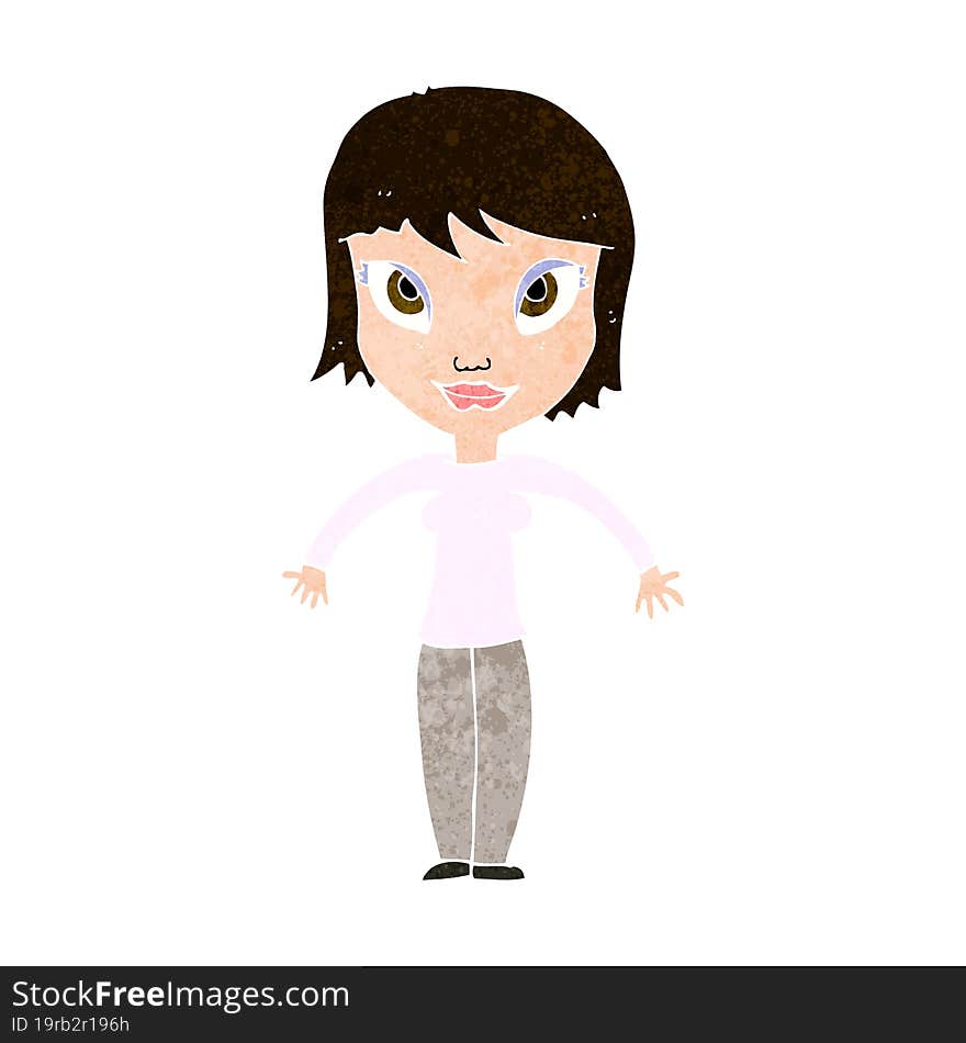 cartoon woman shrugging shoulders