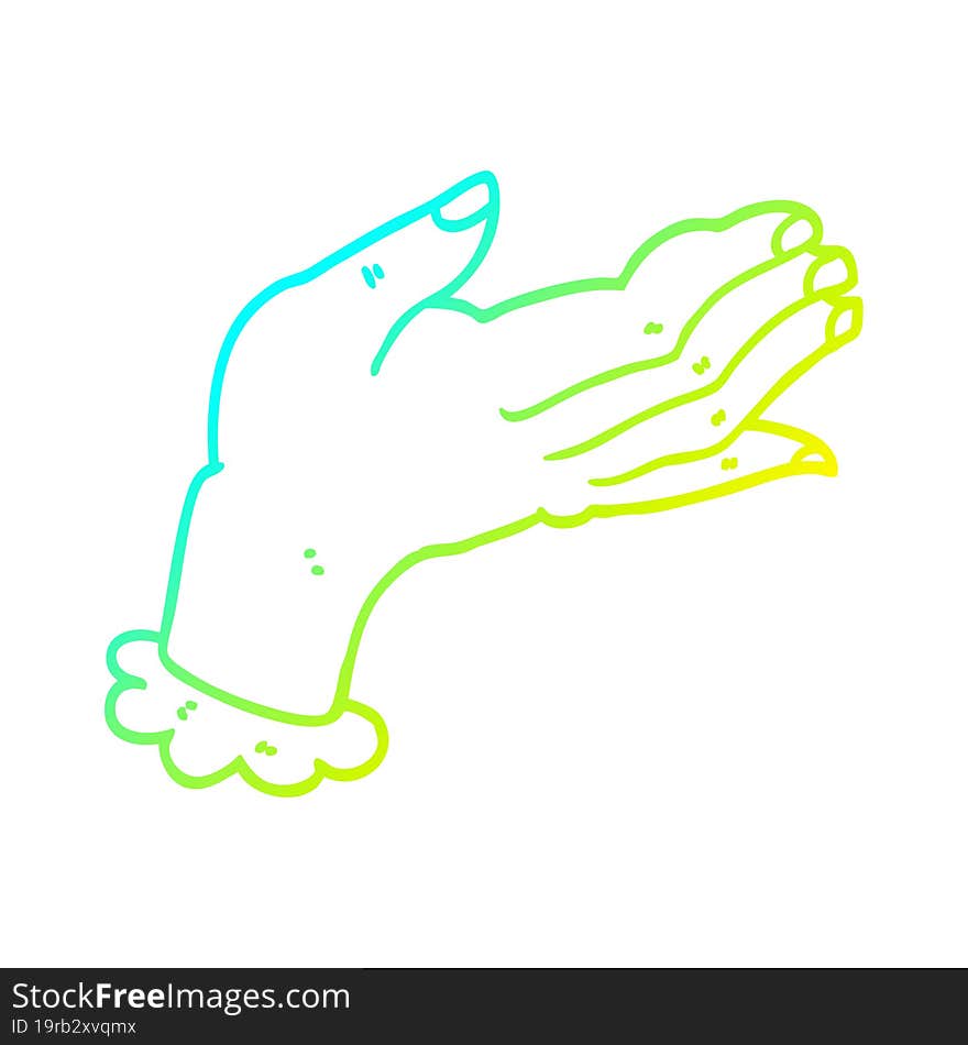 Cold Gradient Line Drawing Cartoon Hand