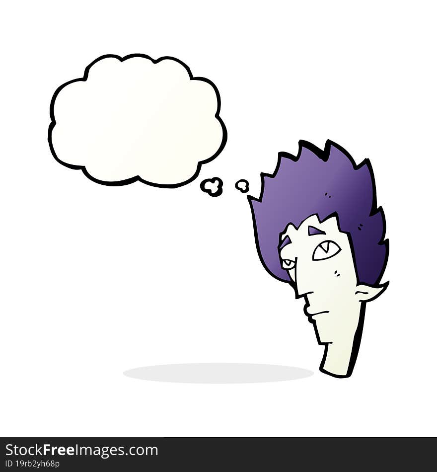 cartoon vampire head with thought bubble