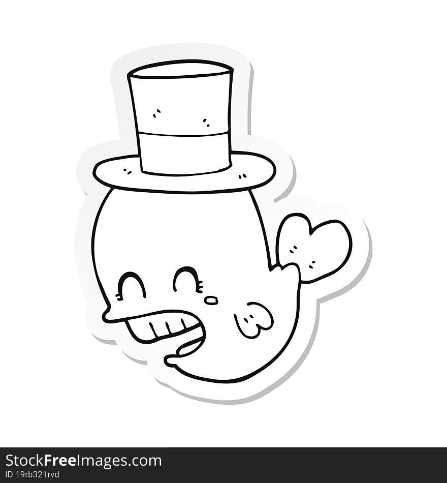 sticker of a cartoon whale wearing hat