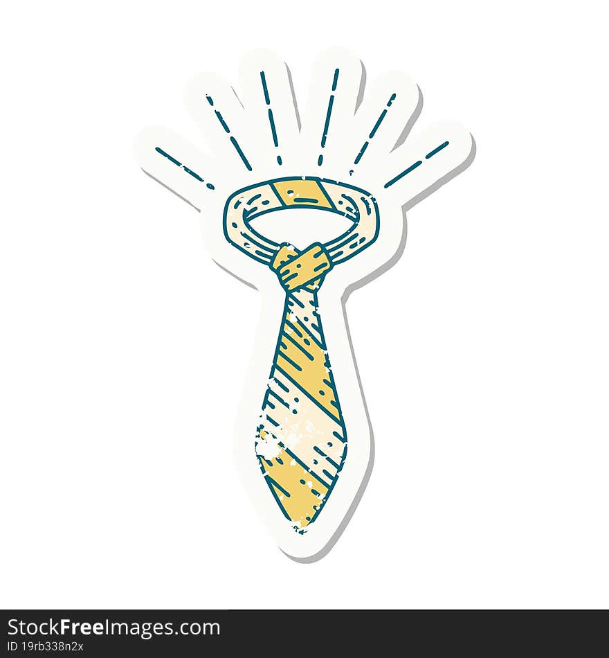 grunge sticker of tattoo style office tie