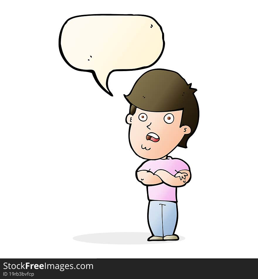 cartoon disappointed man with speech bubble