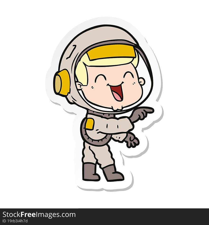 sticker of a happy cartoon astronaut