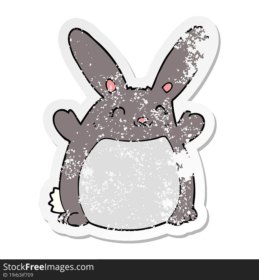 Distressed Sticker Of A Cartoon Rabbit