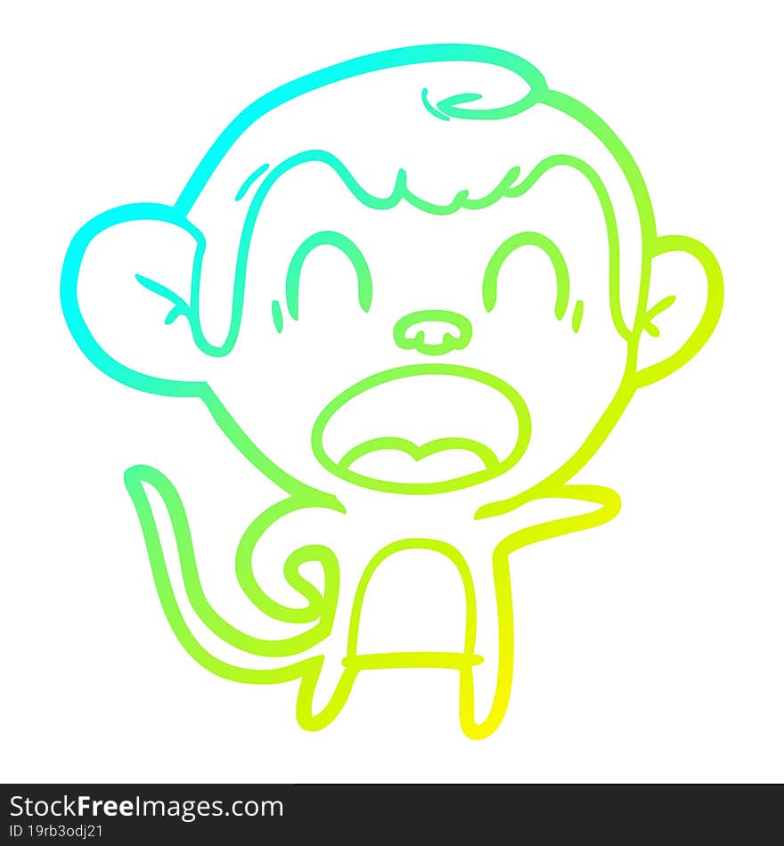 cold gradient line drawing shouting cartoon monkey