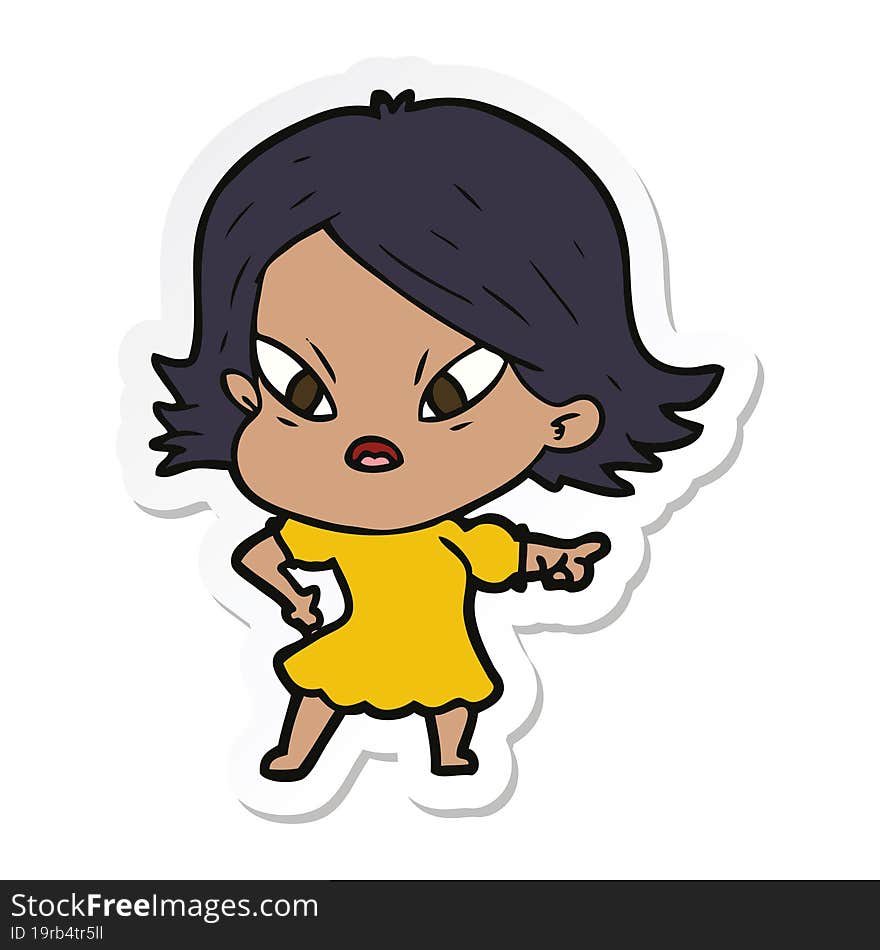 sticker of a cartoon stressed woman