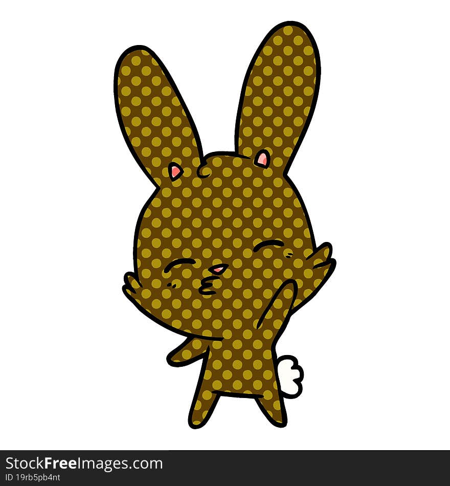 curious waving bunny cartoon. curious waving bunny cartoon