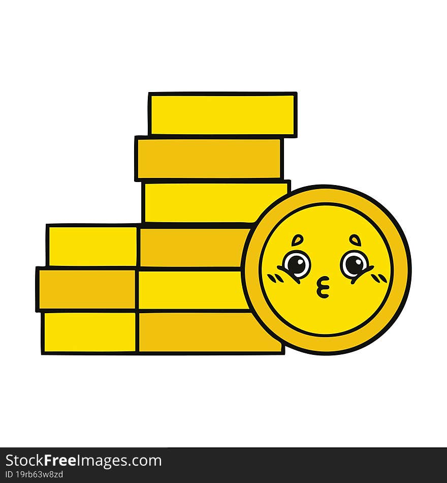 cute cartoon of a coins. cute cartoon of a coins