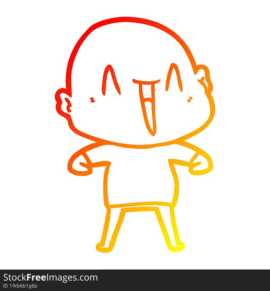 warm gradient line drawing happy cartoon bald man