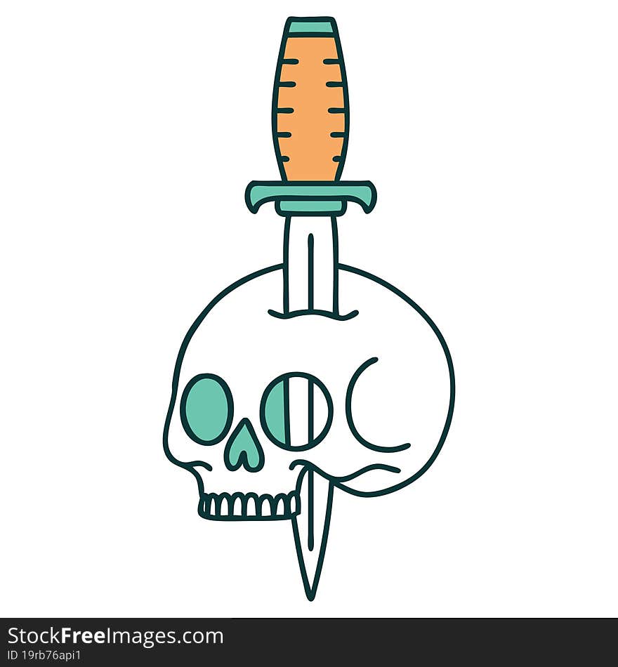 Tattoo Style Icon Of A Skull And Dagger