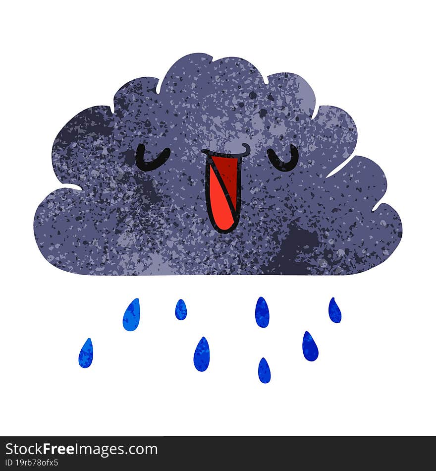 Retro Cartoon Kawaii Weather Rain Cloud