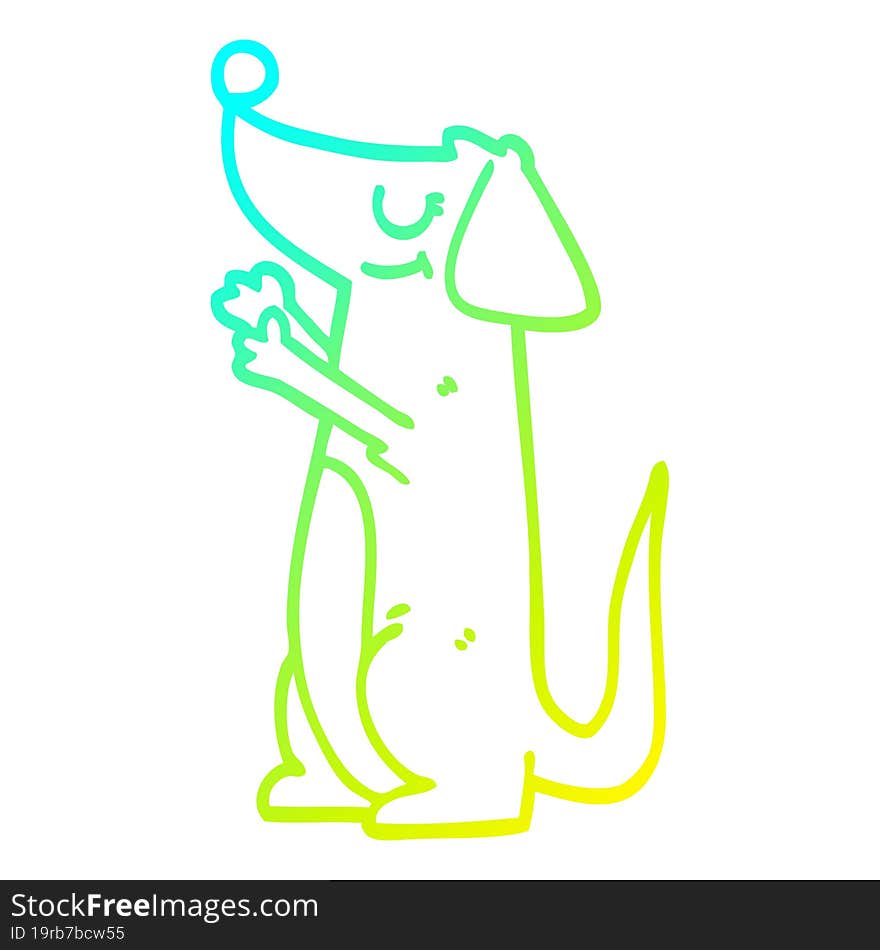 cold gradient line drawing of a cartoon well behaved dog