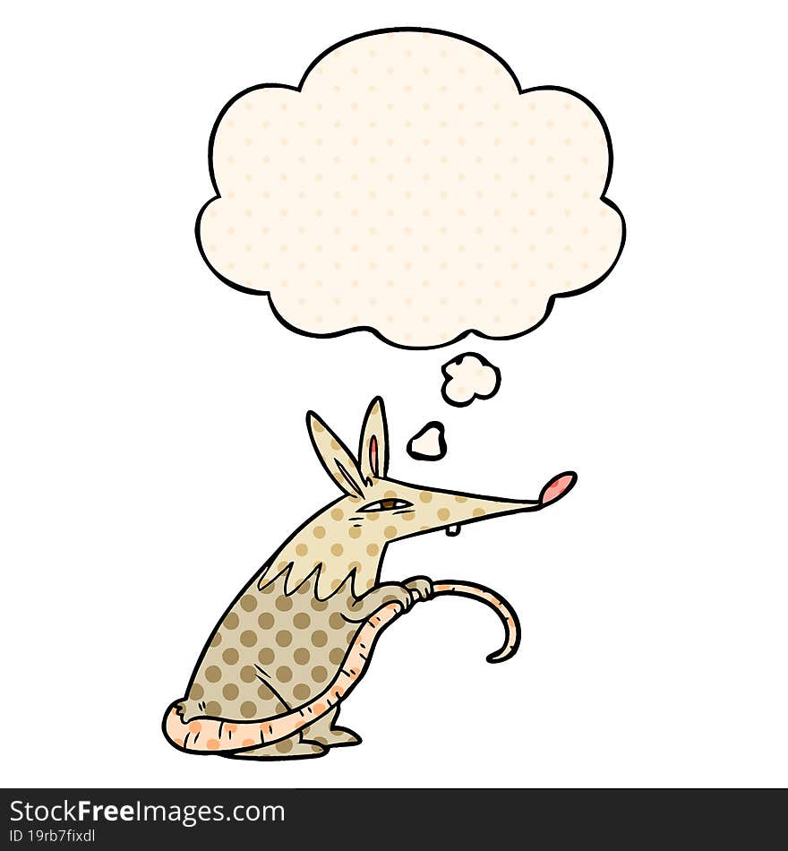 cartoon rat with thought bubble in comic book style