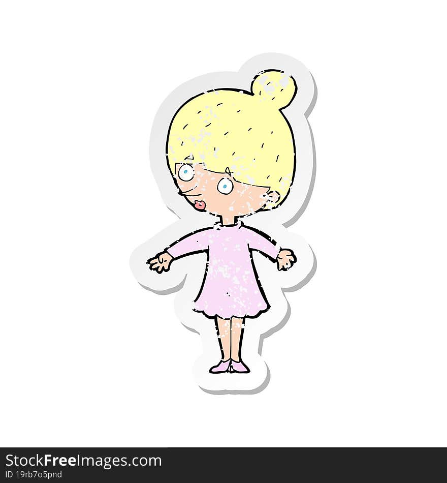 Retro Distressed Sticker Of A Cartoon Surprised Woman