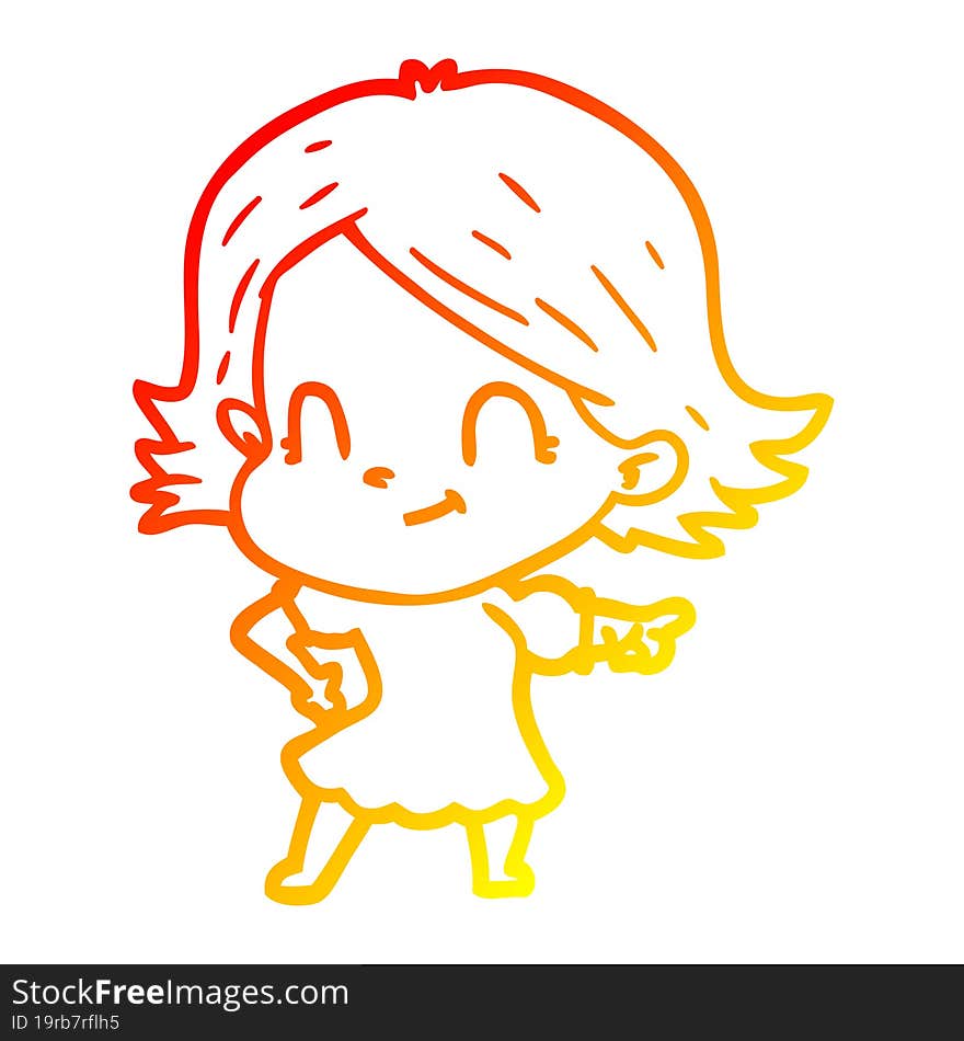 warm gradient line drawing cartoon friendly girl