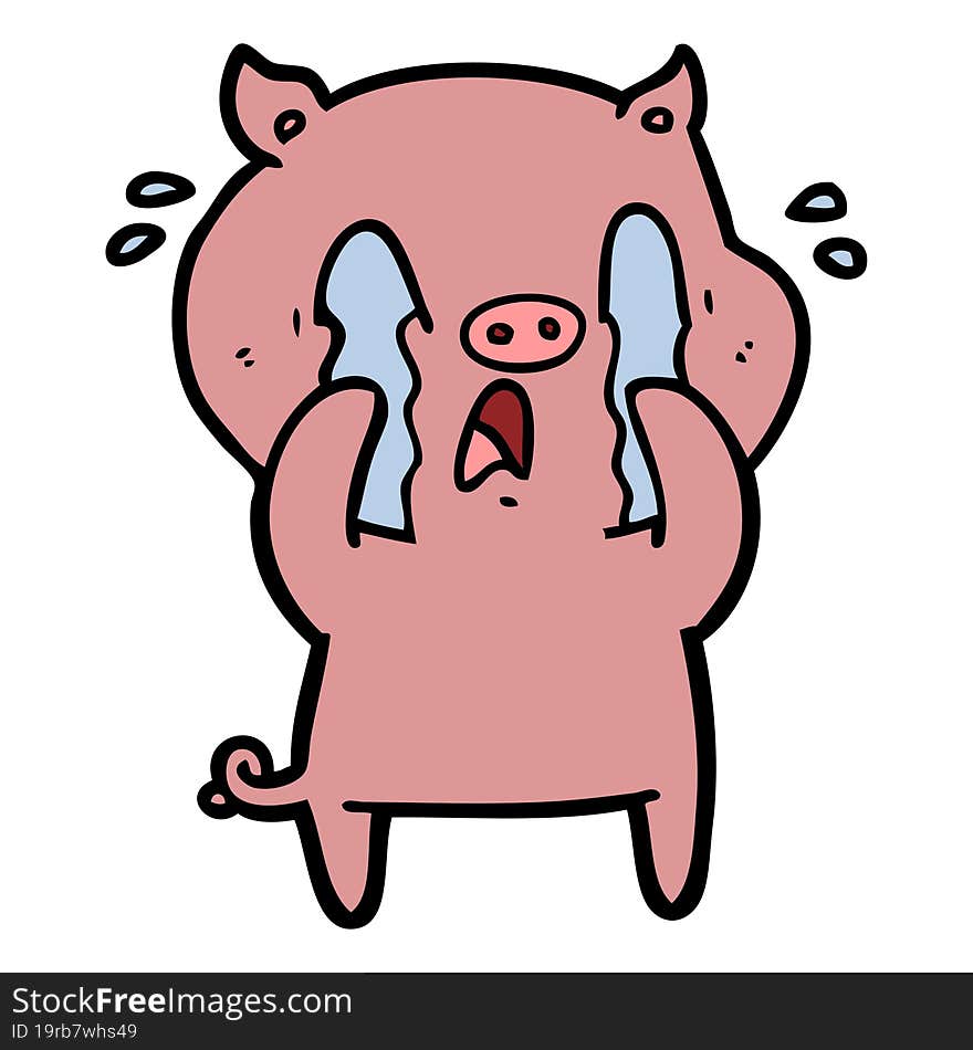 crying pig cartoon. crying pig cartoon