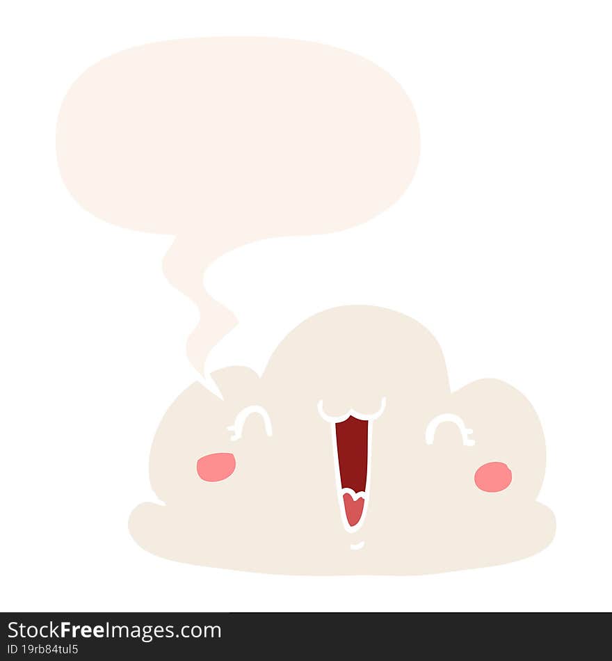 cartoon cloud and speech bubble in retro style