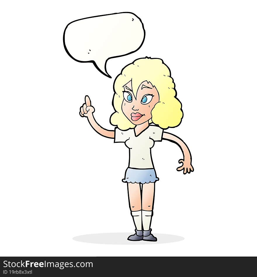 cartoon pretty woman with idea with speech bubble