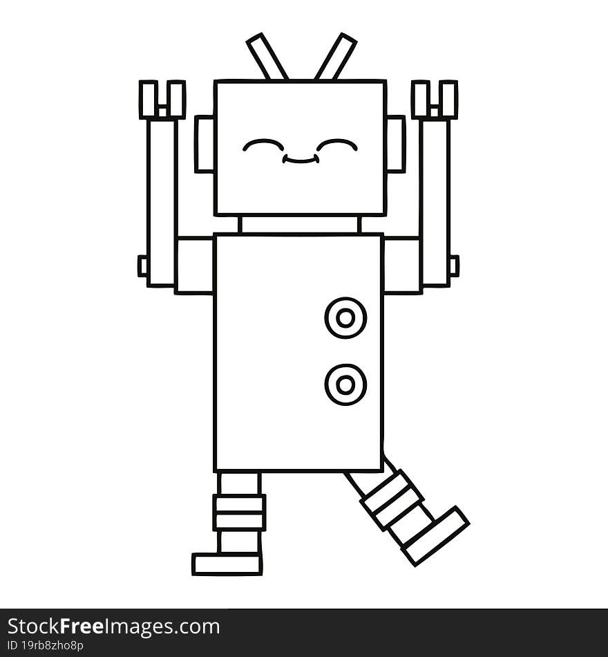 Line Drawing Cartoon Robot