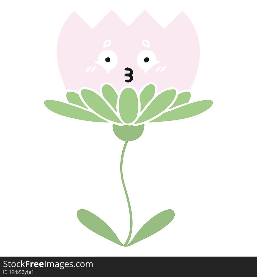 flat color retro cartoon of a flower