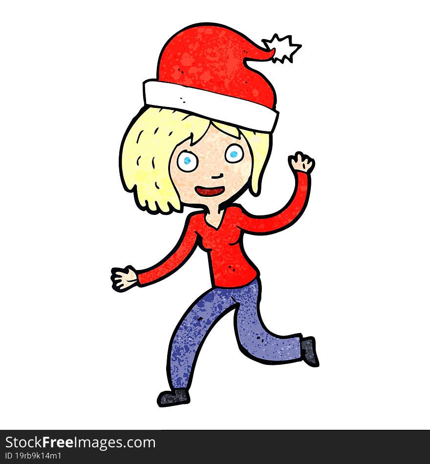 cartoon woman ready for christmas