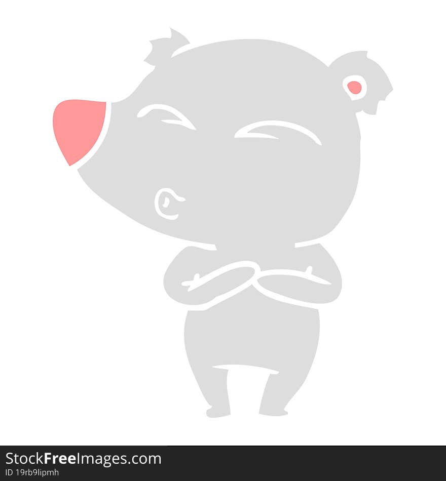 flat color style cartoon whistling bear