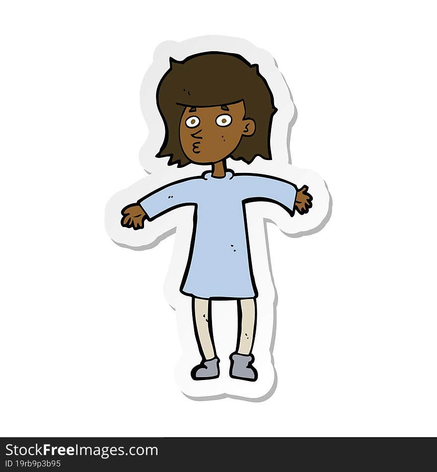 Sticker Of A Cartoon Nervous Woman