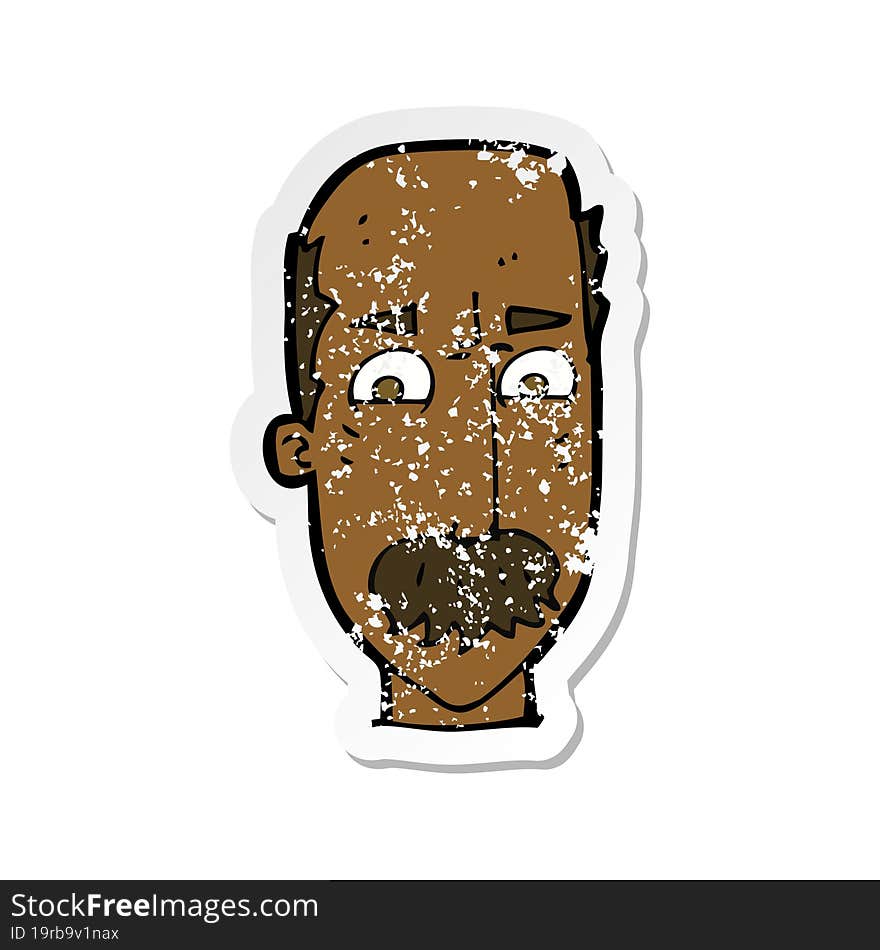 retro distressed sticker of a cartoon annnoyed old man