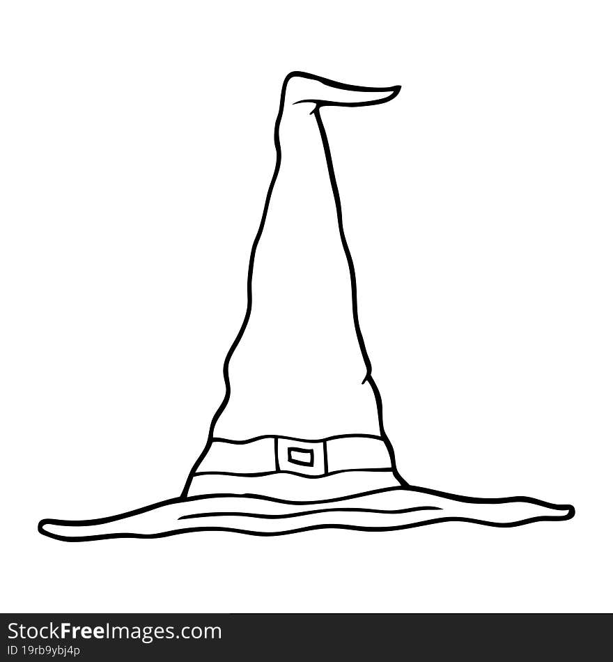 Line Drawing Cartoon Witch Hat