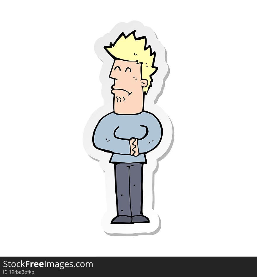 Sticker Of A Cartoon Nervous Man