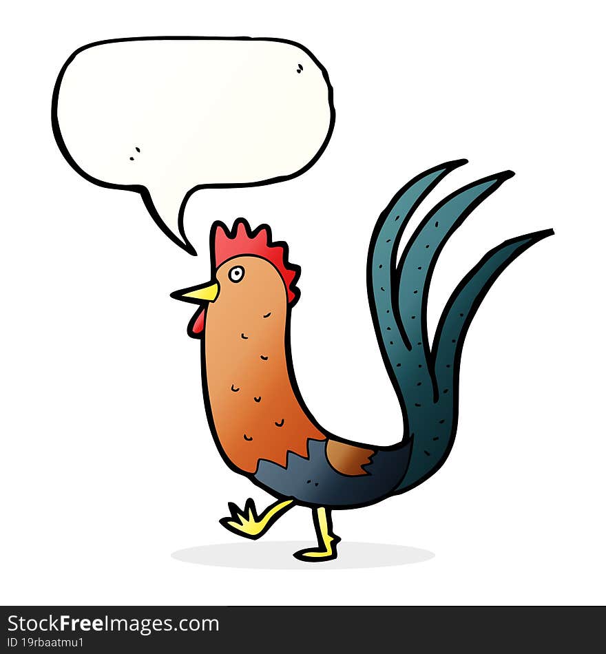 cartoon cockerel with speech bubble