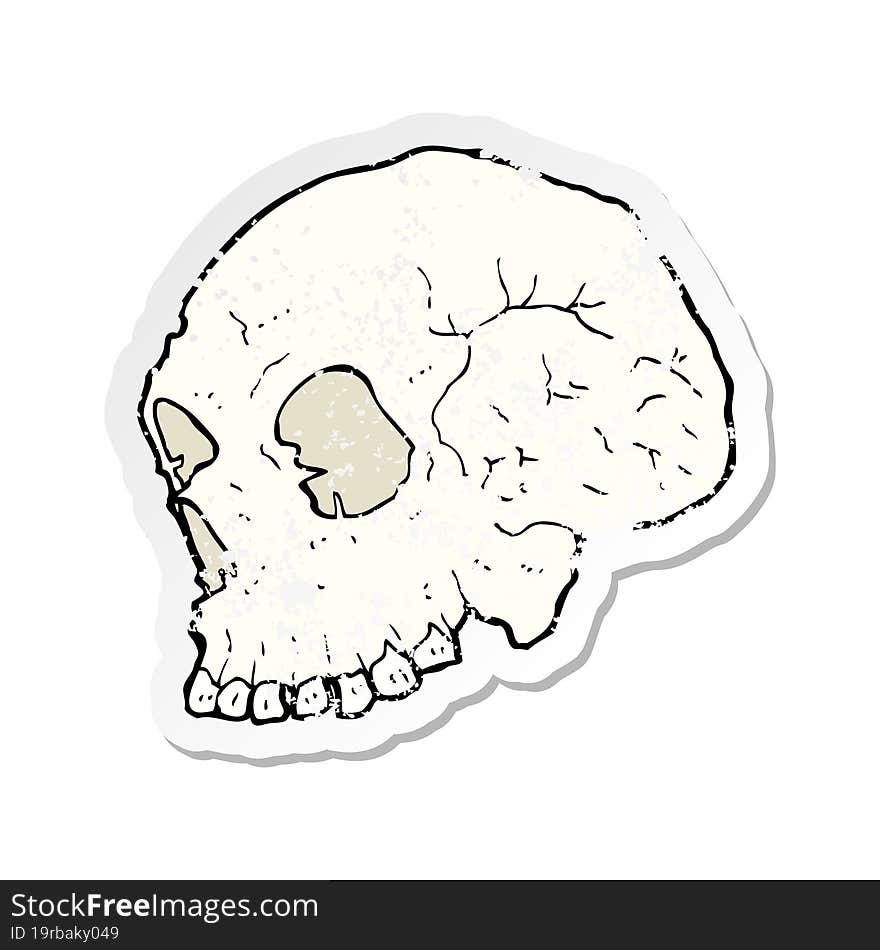 retro distressed sticker of a skull illustration