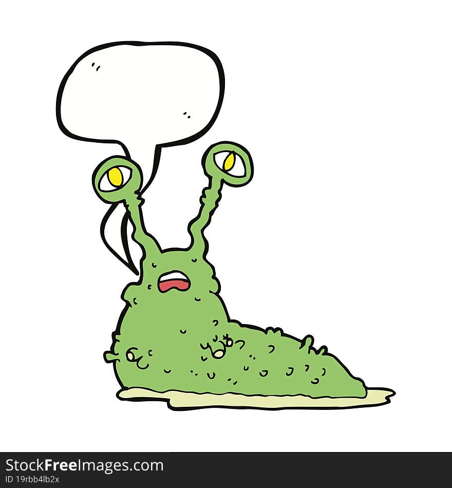 cartoon gross slug with speech bubble