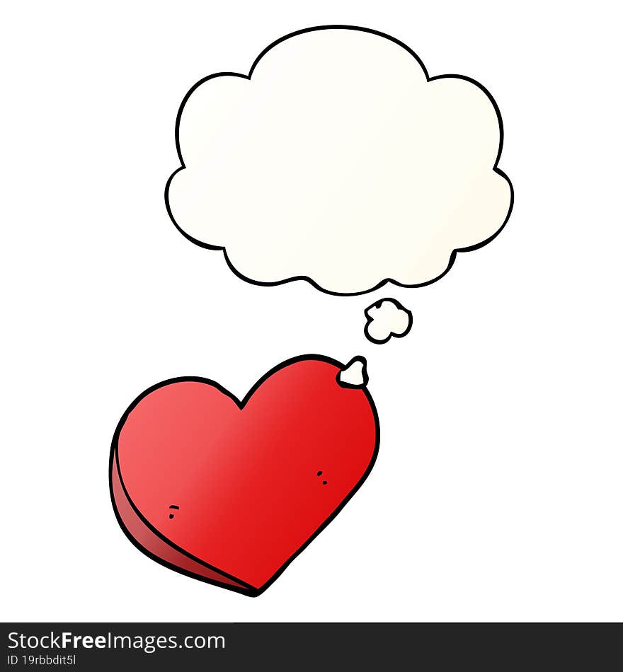 cartoon love heart and thought bubble in smooth gradient style