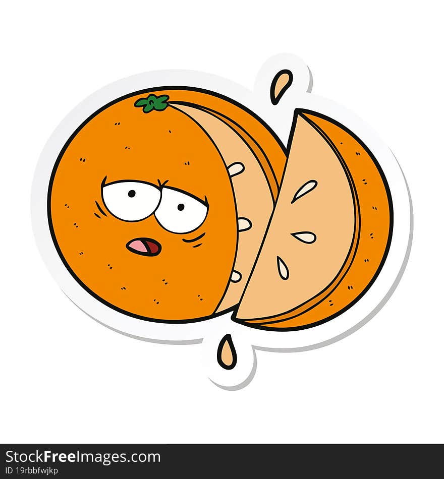 sticker of a cartoon orange