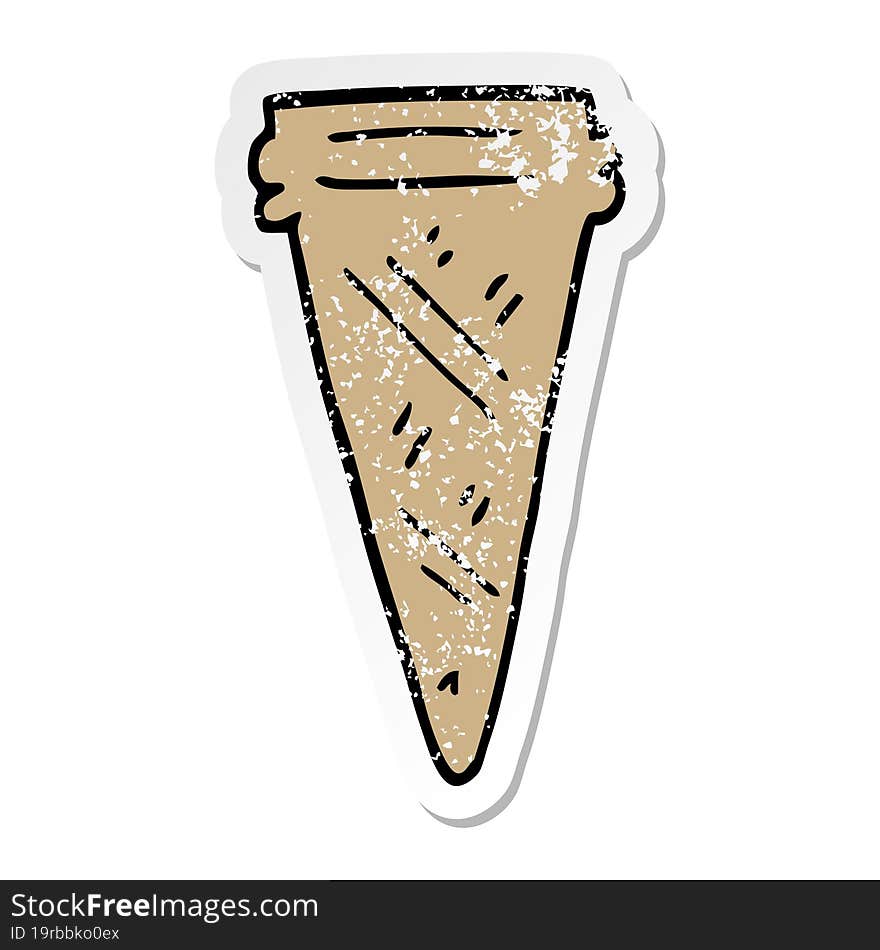 Distressed Sticker Of A Cartoon Ice Cream Cone